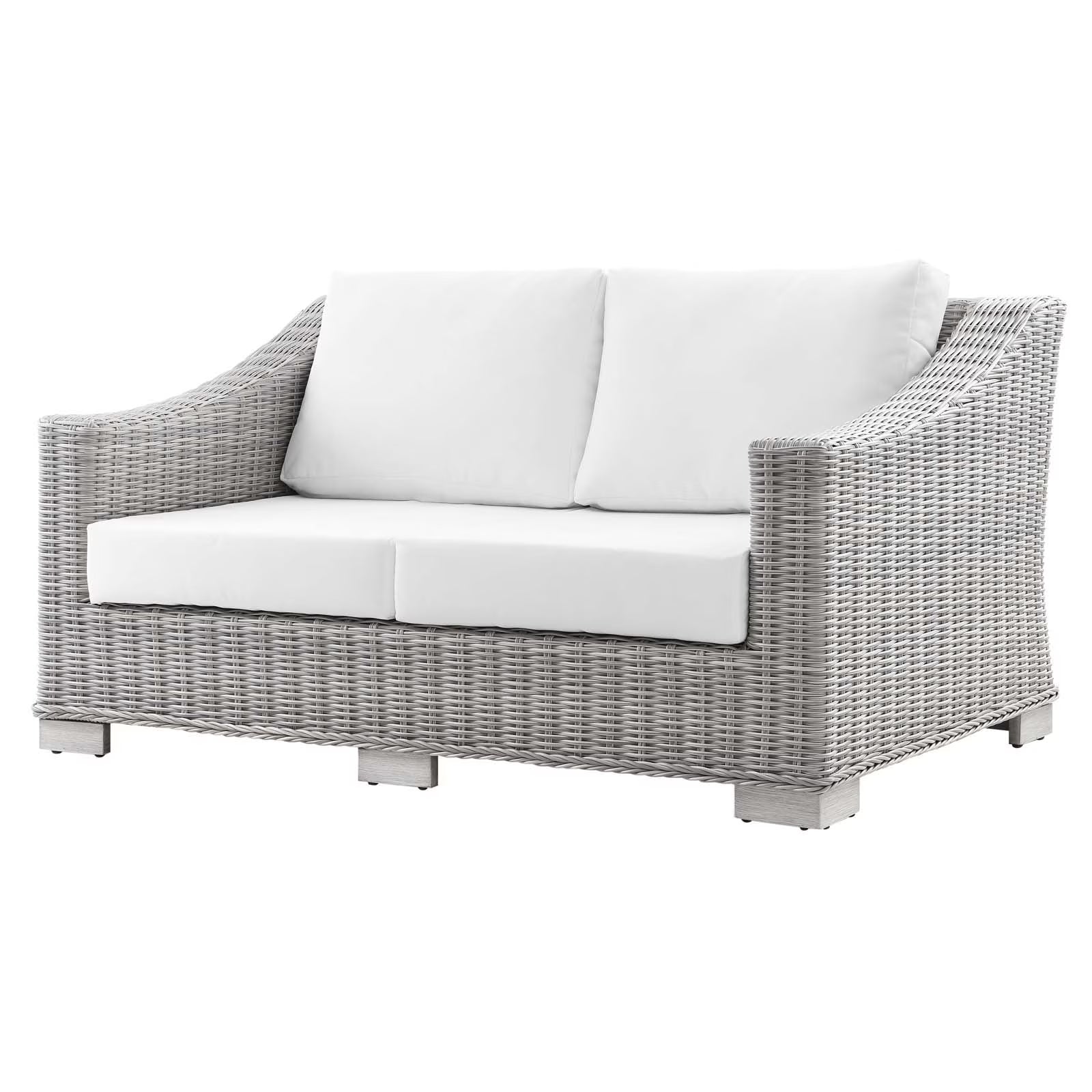 Light Grey Rattan Loveseat Sofa J8725