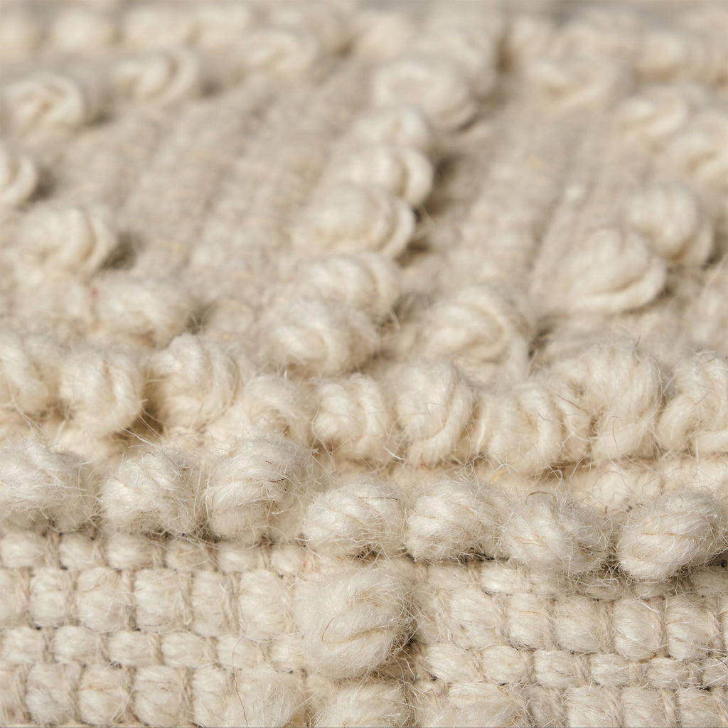 Ivory Wool Square Pouf C9255
