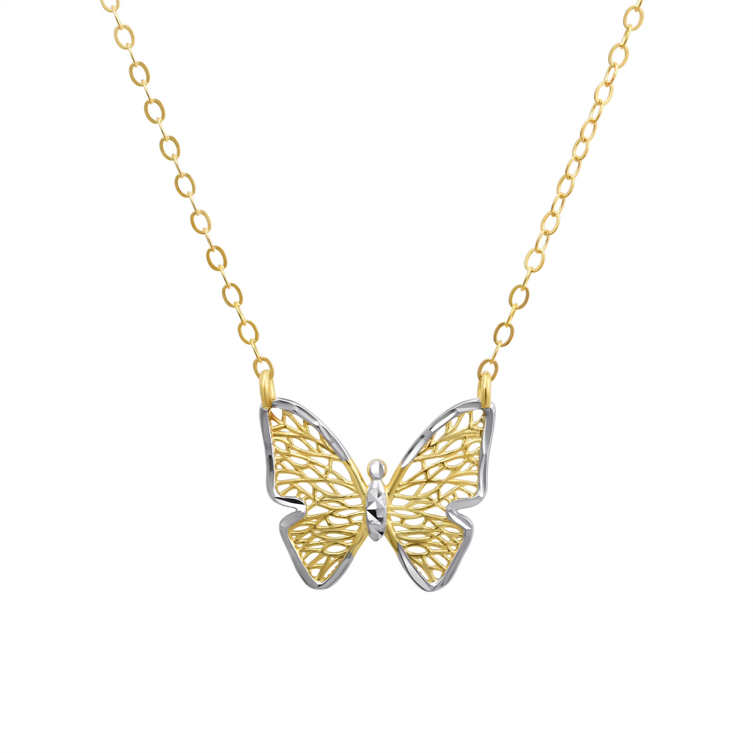 10KT Two-Tone Gold Butterfly Necklace with 18" Chain X68580