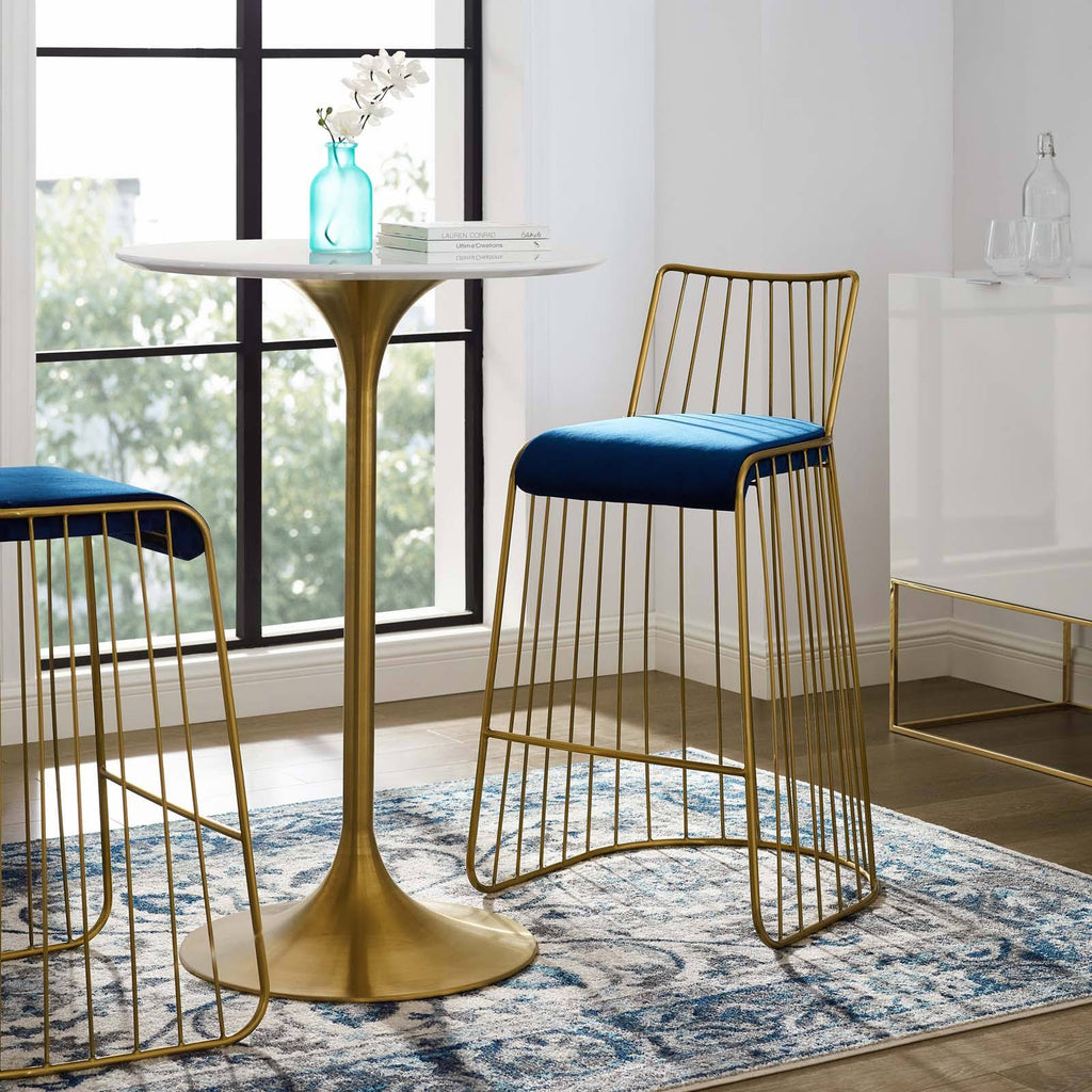 Gold Stainless Steel Velvet Bar Stool L359