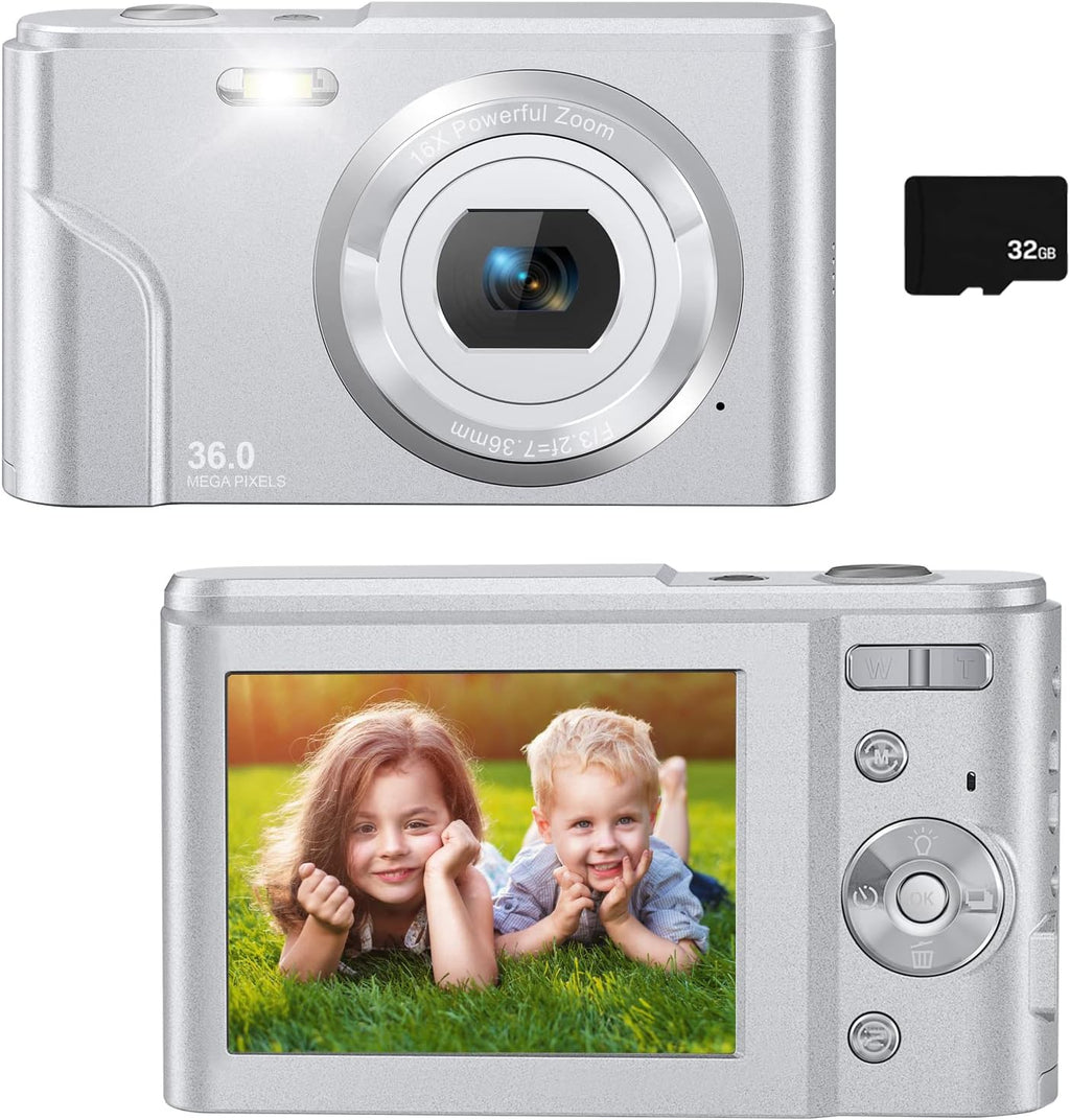 Light Blue 36MP Full HD 1080P Rechargeable Kids Camera with 32GB SD Card Z60115