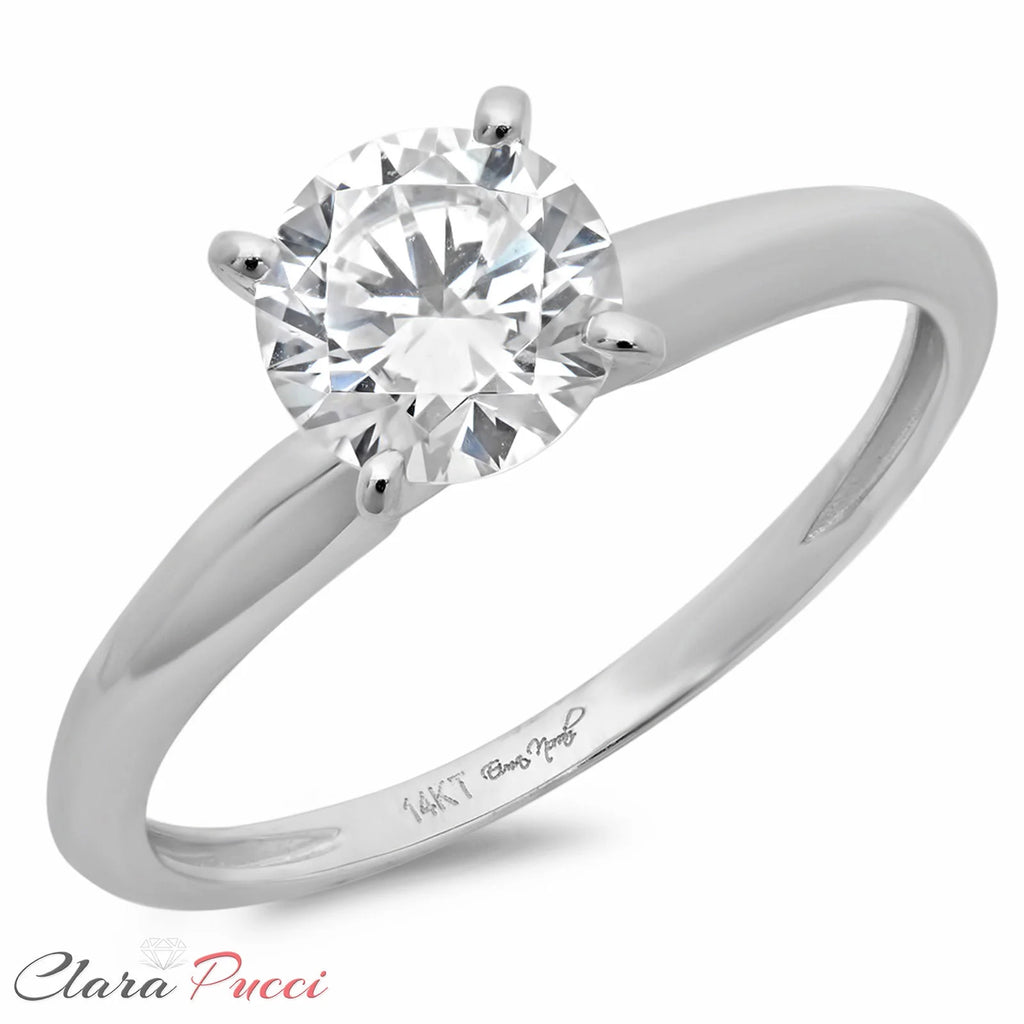 14K White Gold Solitaire Engagement Ring size 6.5 T57624