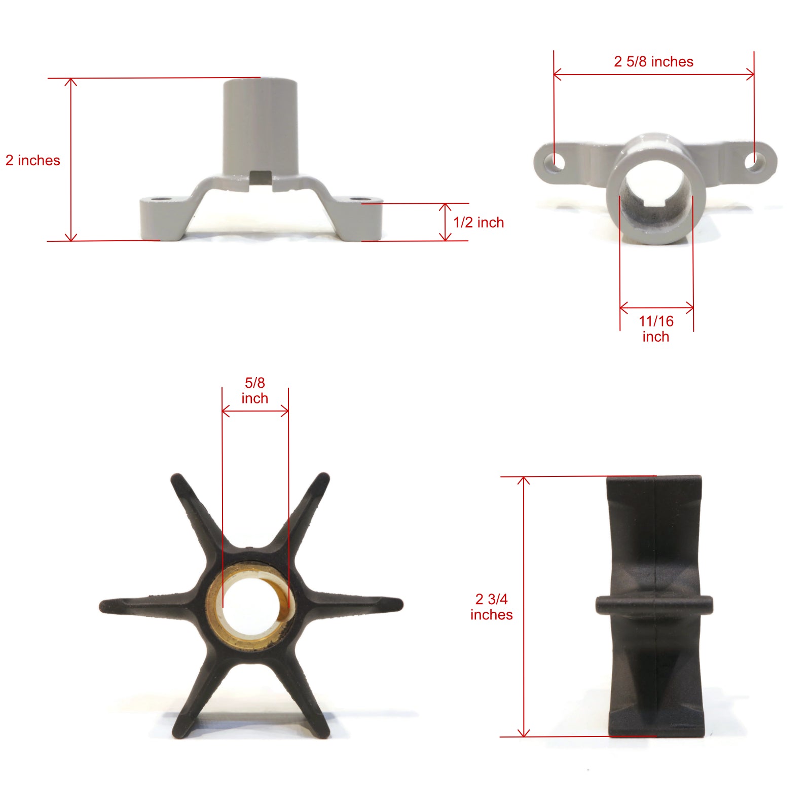 Water Pump Impeller Kit For 1988 Evinrude 48 HP Outboard Z66740