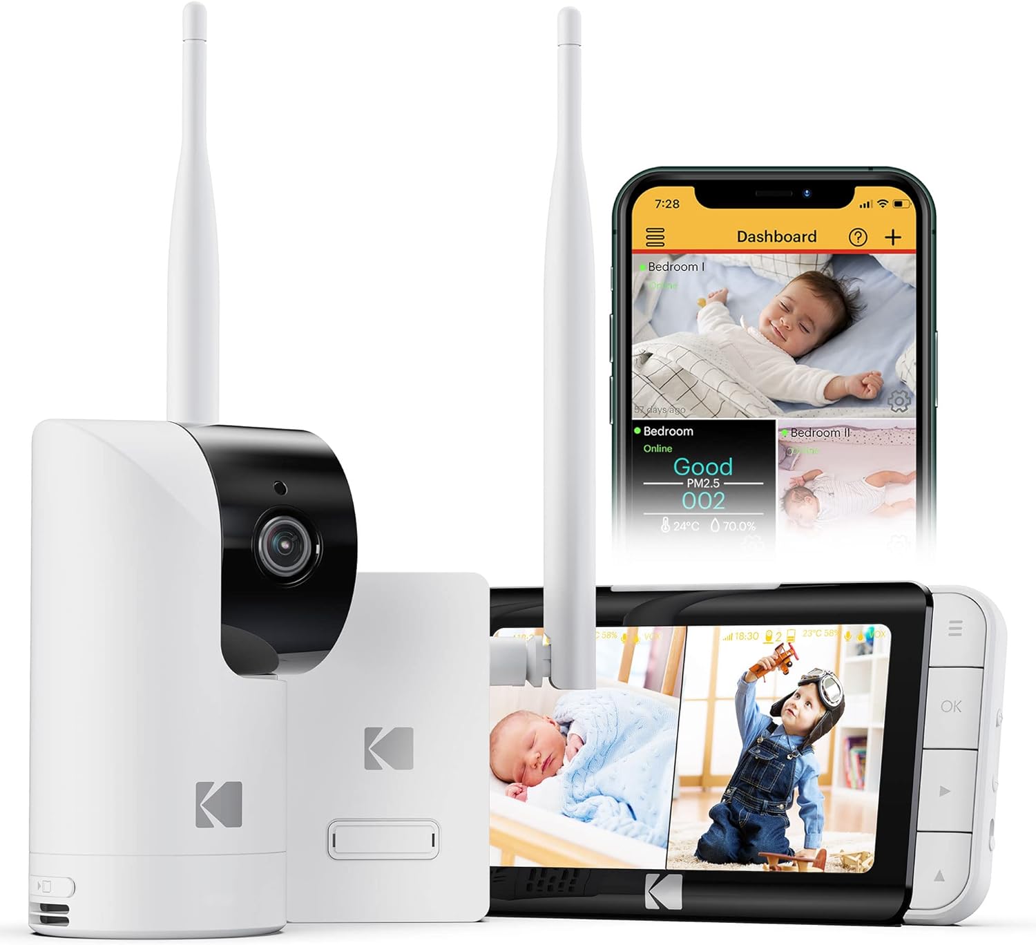 Smart Video Baby Monitor with Remote Pan-Tilt Camera and Night Vision N67661