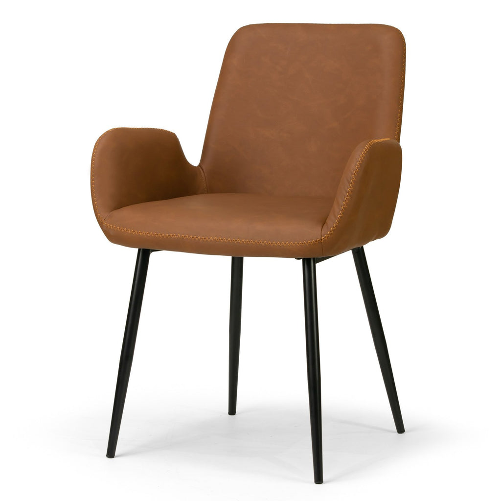 Brown Faux Leather Arm Chairs (Set of 2) P144