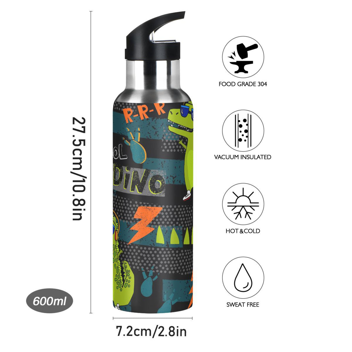 Insulated Thermos Vacuum Flask Water Bottle with Straw Lid N5264