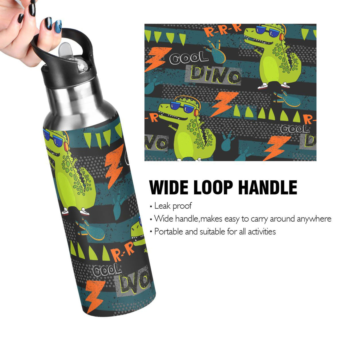 Insulated Thermos Vacuum Flask Water Bottle with Straw Lid N5264