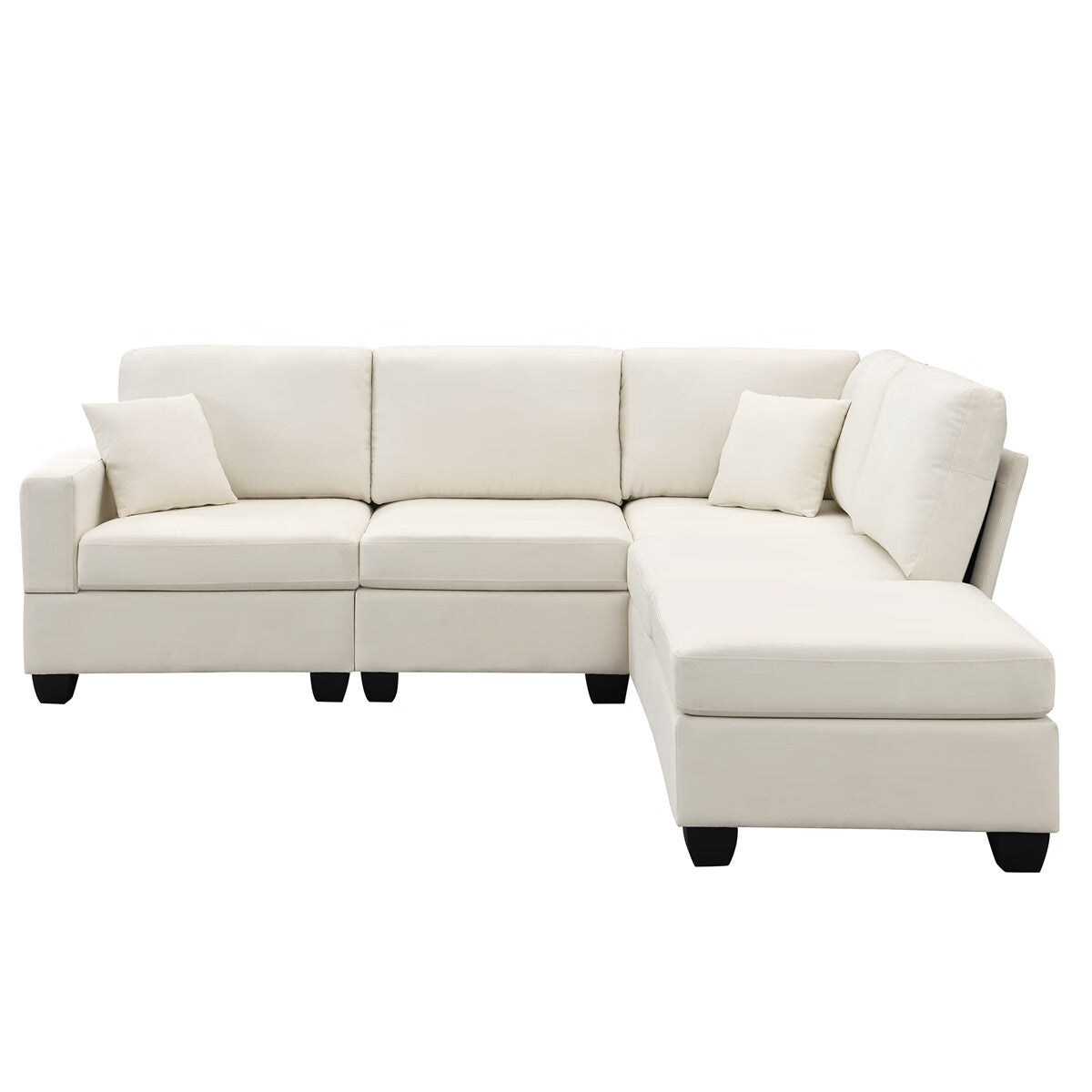 Modular Linen Fabric Sectional Sofa with Ottoman and 2 Pillows U508567