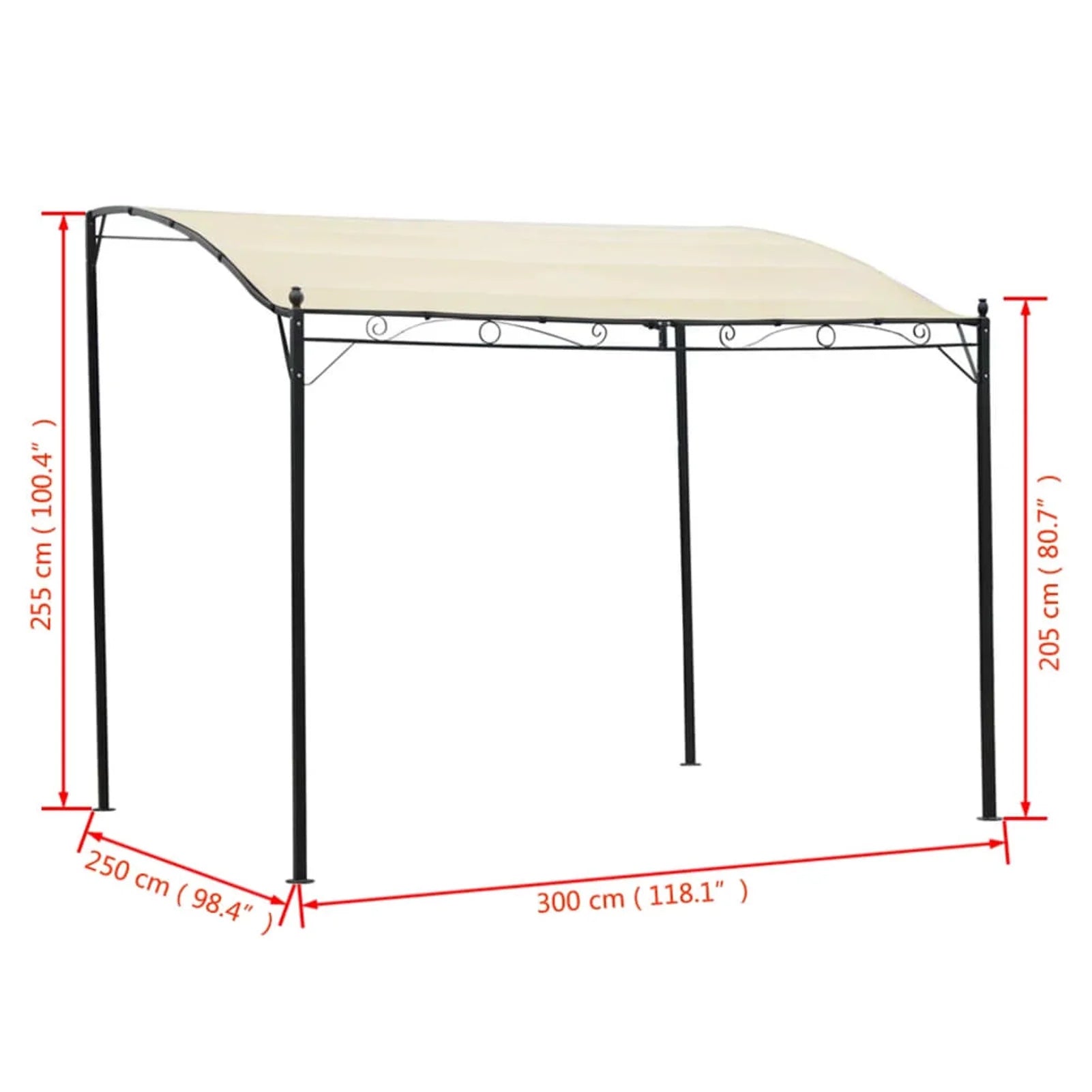 Cream White Steel Frame Garden Canopy Tent Sun Shelter 9.8ft x 8.2ft F692842