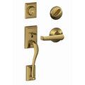 Antique Brass Handleset with Single Cylinder Deadbolt and Door Lever A51361