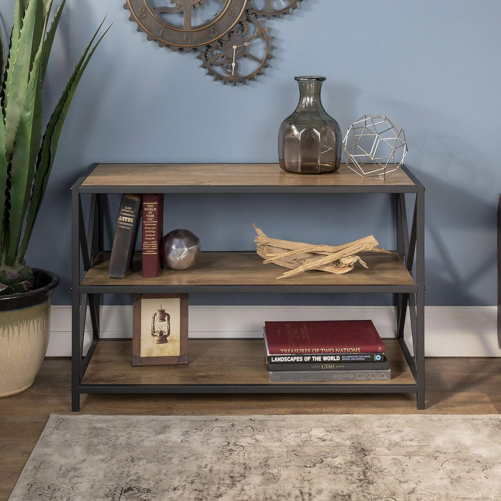 60 Inch Industrial Wood Metal Bookcase R582