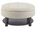 Cream Tufted Round Storage Ottoman Y160