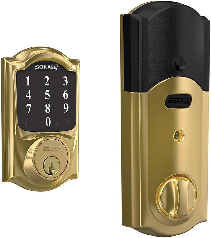 Bright Brass Smart Deadbolt With Alarm L555265