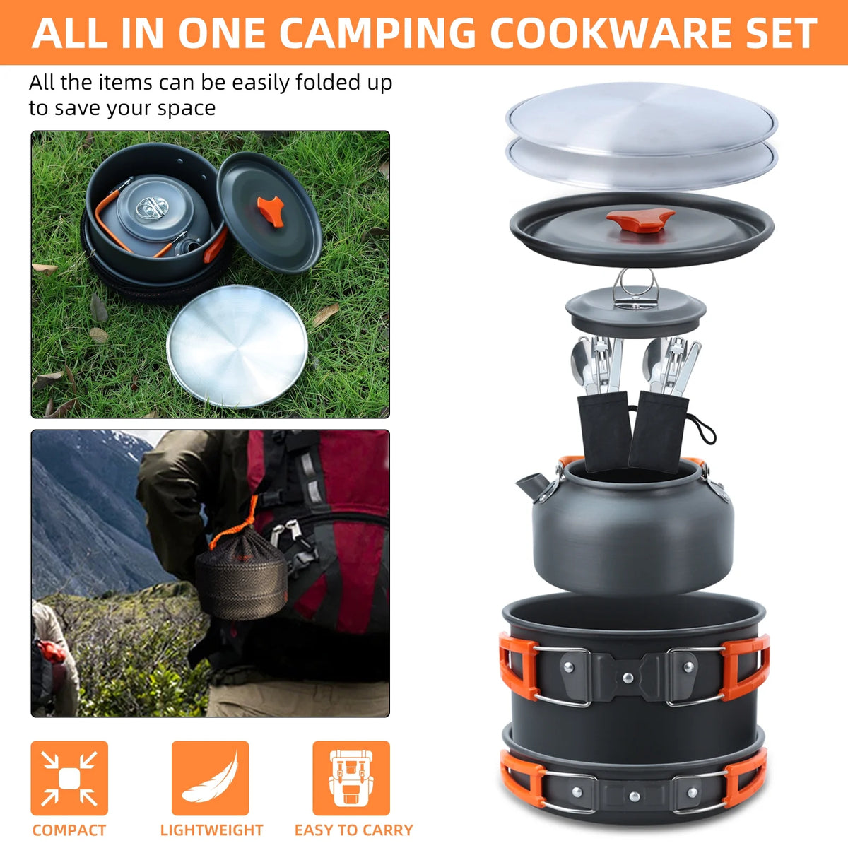 16pcs Camping Cookware Set E6859