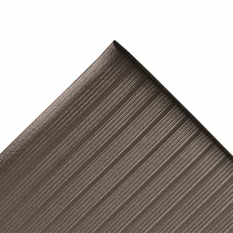 Anti-Fatigue Mat, 3 ft W x 60 ft L x 3/8 in, PVC Foam, Ribbed, Black M8673