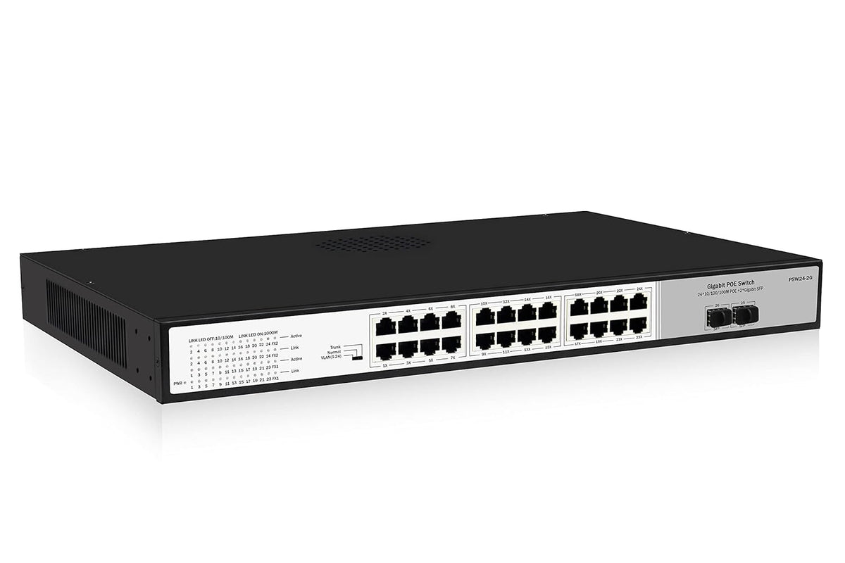 24 Port Gigabit PoE Switch with 2 SFP Uplink Ports, 300W Budget H516083