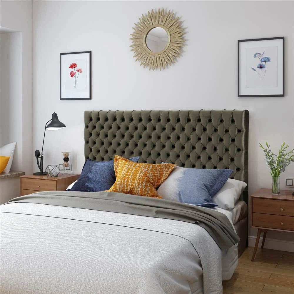 Tufted King/ Cal King Headboard in Gray and Black A5703