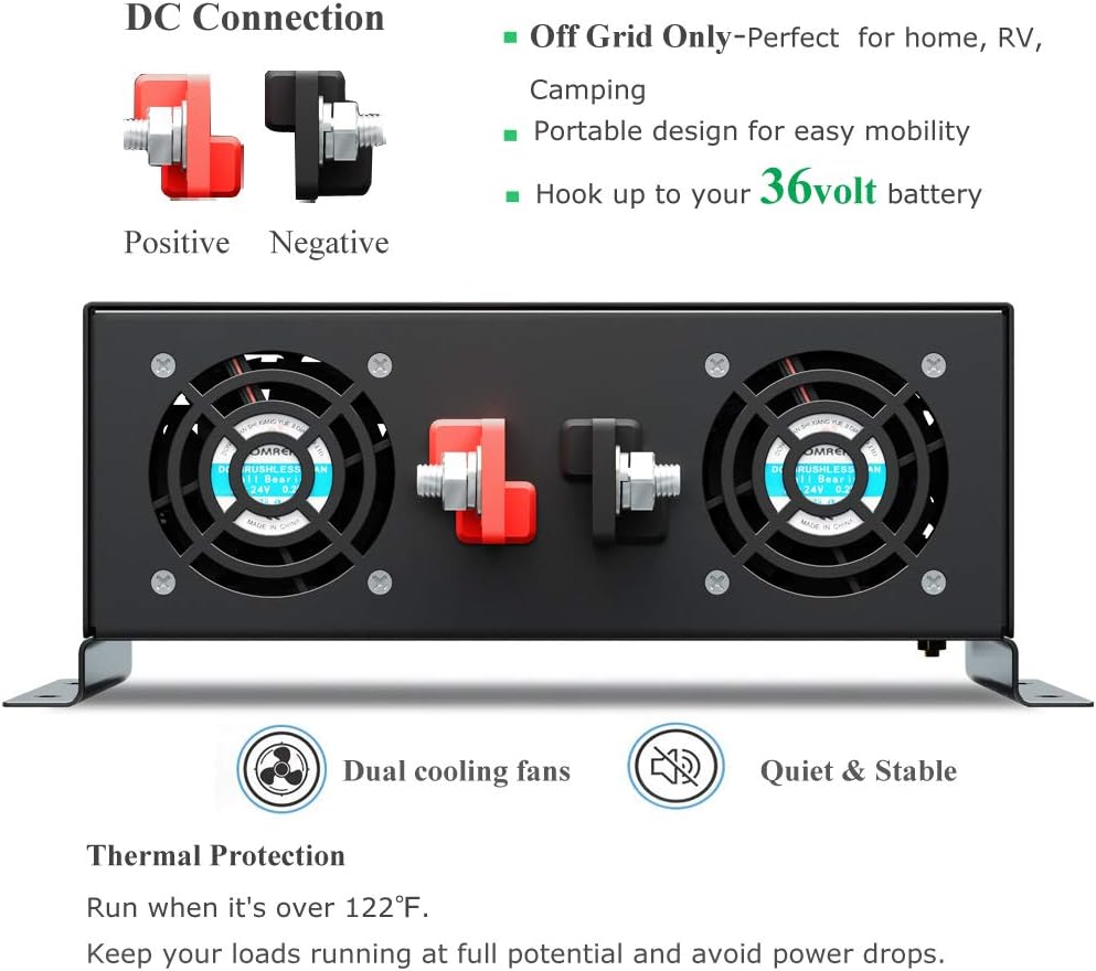 3000Watt Pure Sine Wave Power Inverter with Remote Control Dual AC Outlets C563079