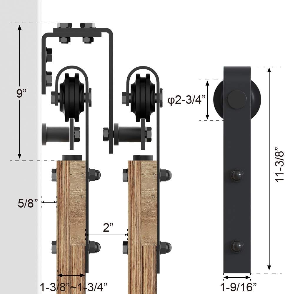 4FT Metal Sliding Bypass Barn Door Hardware Kit L74671