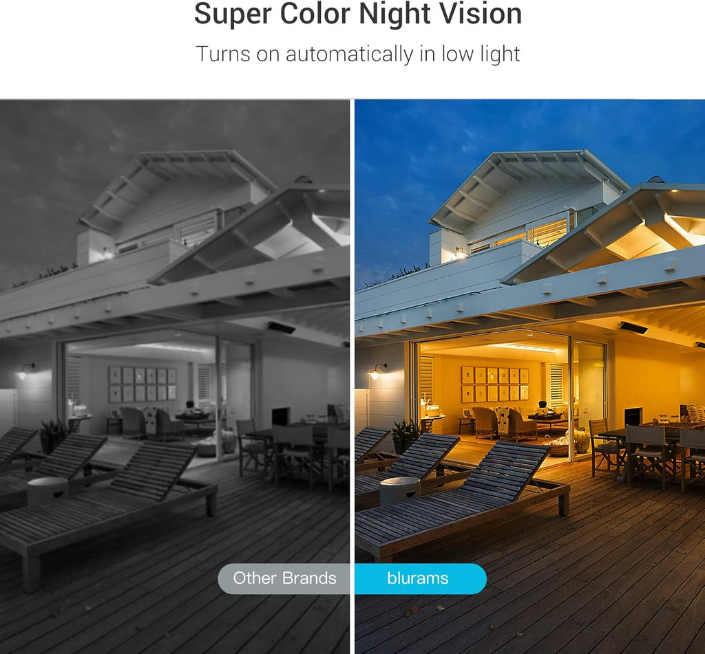 2pc Outdoor 2K Security Camera with Color Night Vision V637483