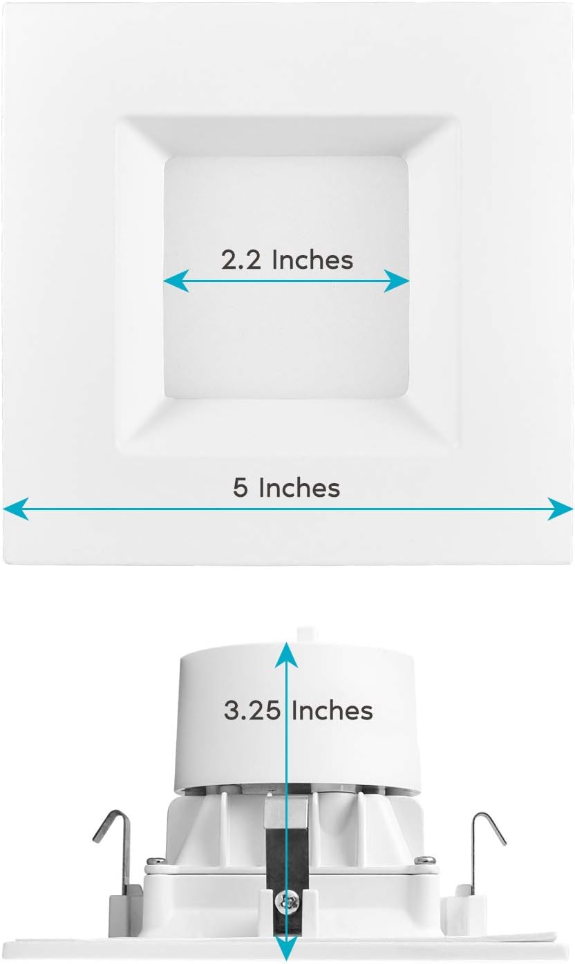 4 Inch Square Recessed LED Can Lights, Selectable CCT, Dimmable, 750 Lumens, CRI 90, Wet Rated (4 Pack) Z9111