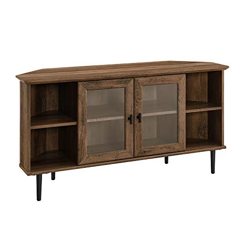 Rustic Oak 48 Inch Wood TV Stand with Glass Doors X591961
