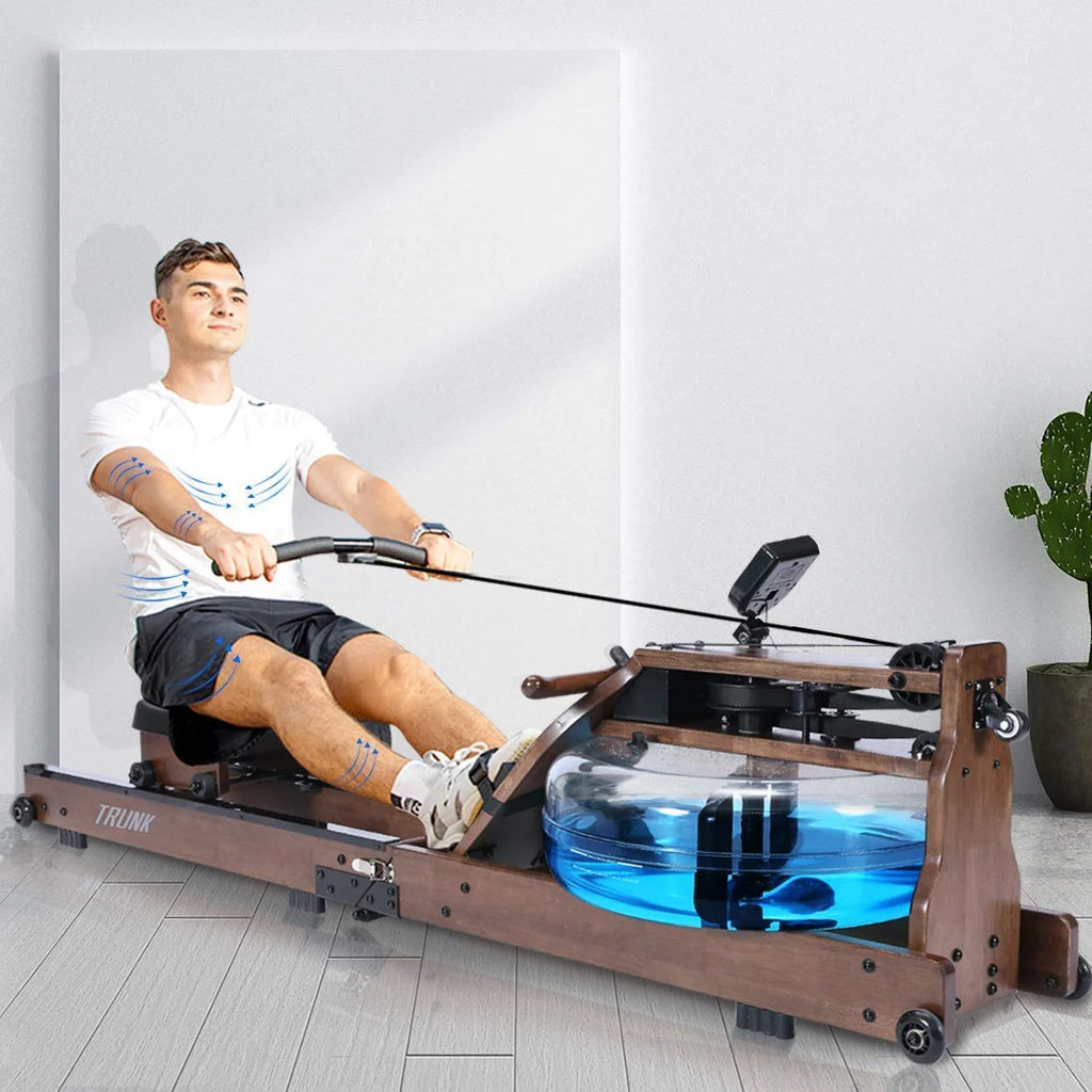 Foldable Solid Wood Water Rowing Machine With LCD Monitor P283975