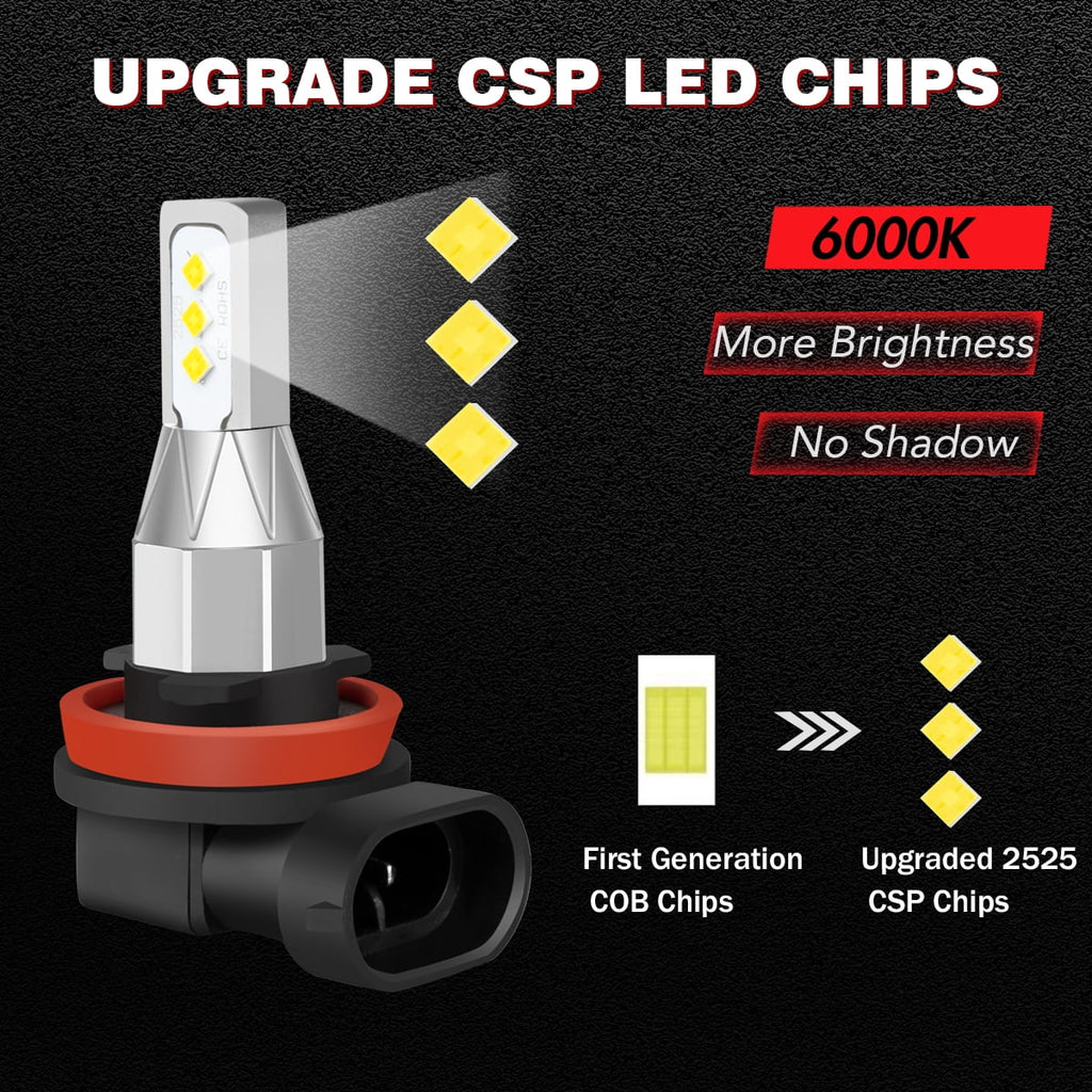 2x H11 Low/Fog Light LED Headlight Bulb 6000K White O47642