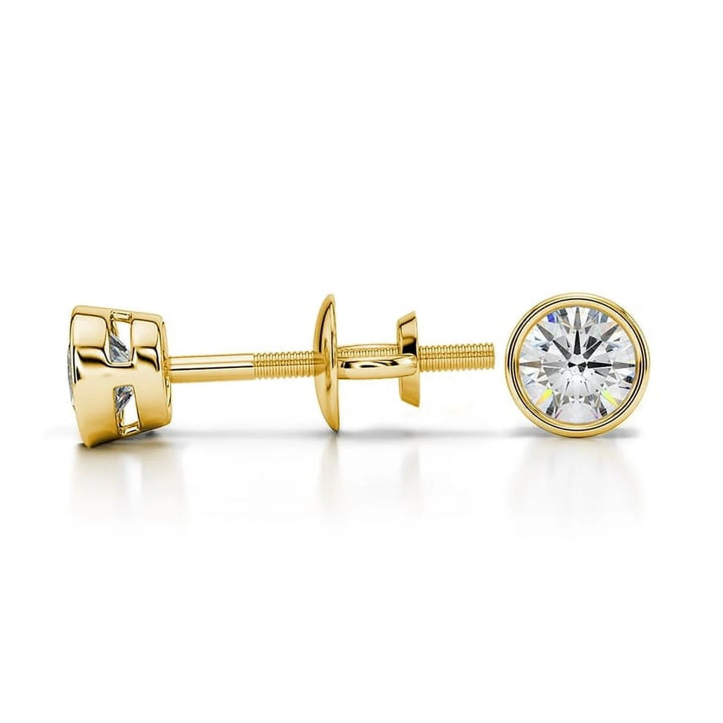 14K Yellow Gold Diamond Stud Earrings Q757