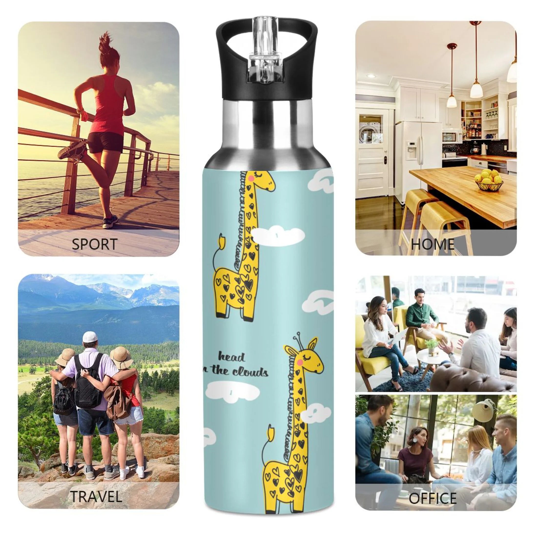 Stainless Steel Insulated Water Bottle with Straw Lid J1083