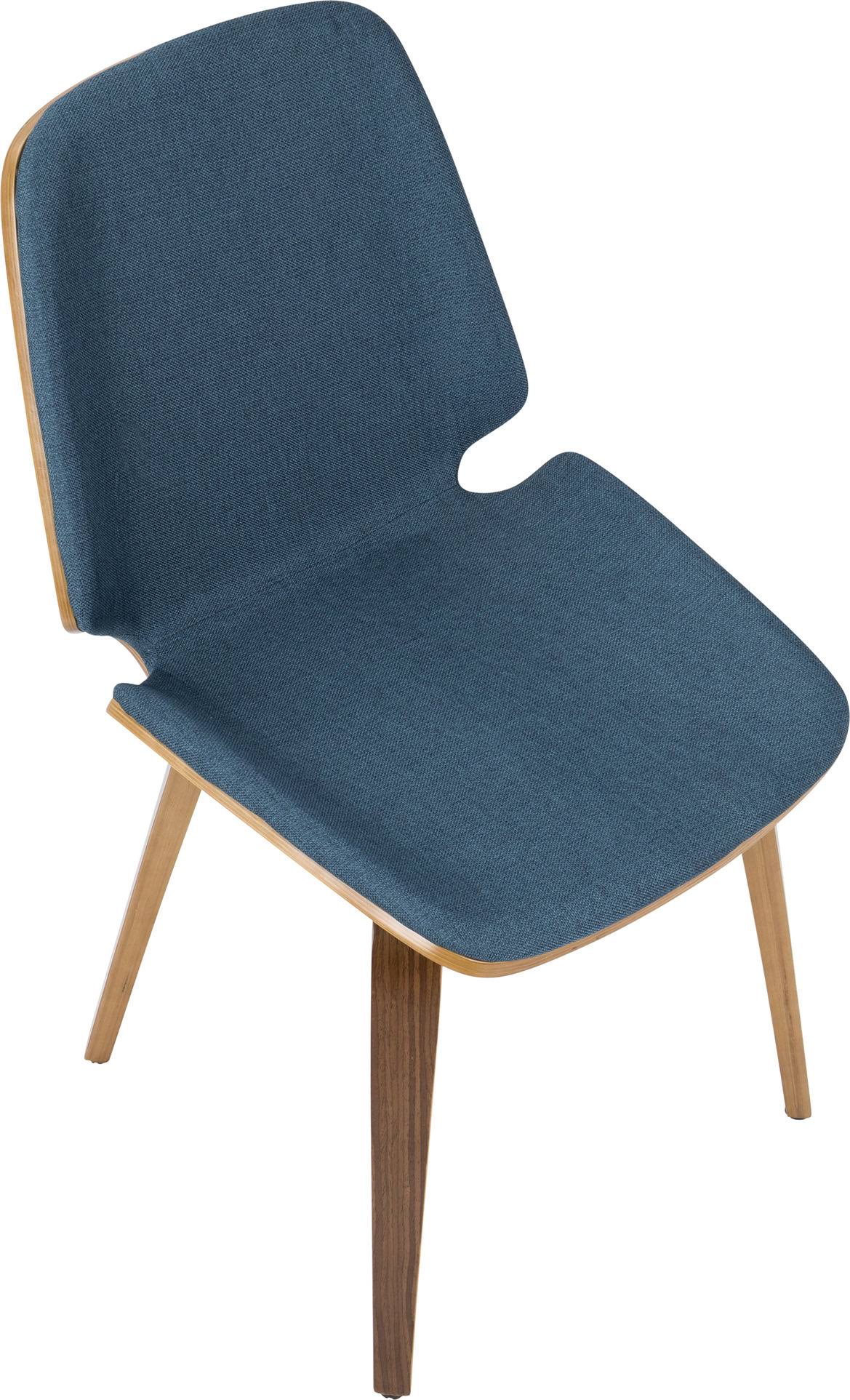 Blue Fabric Walnut Wood Chair (Set of 2) W50310