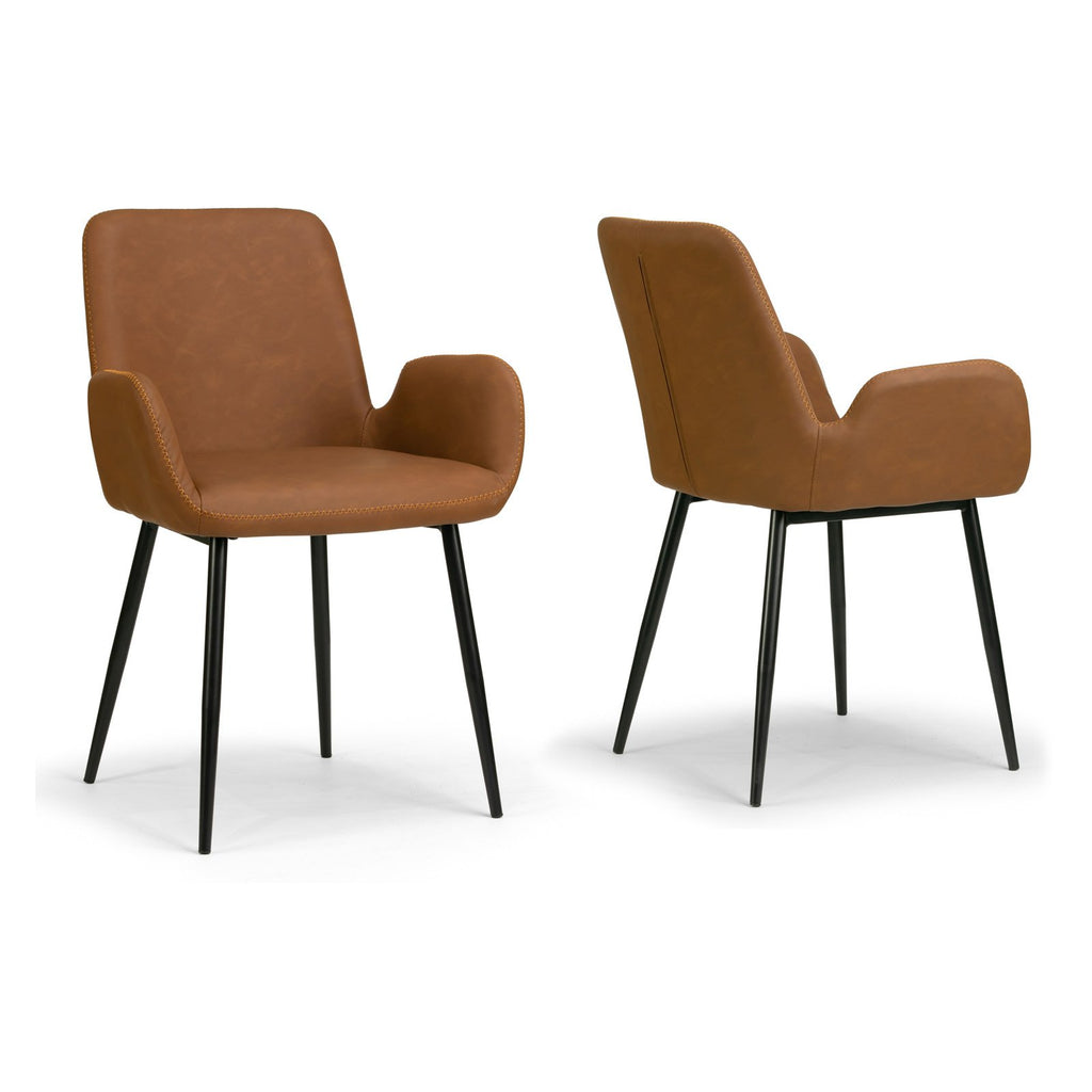 Brown Faux Leather Arm Chairs (Set of 2) P144