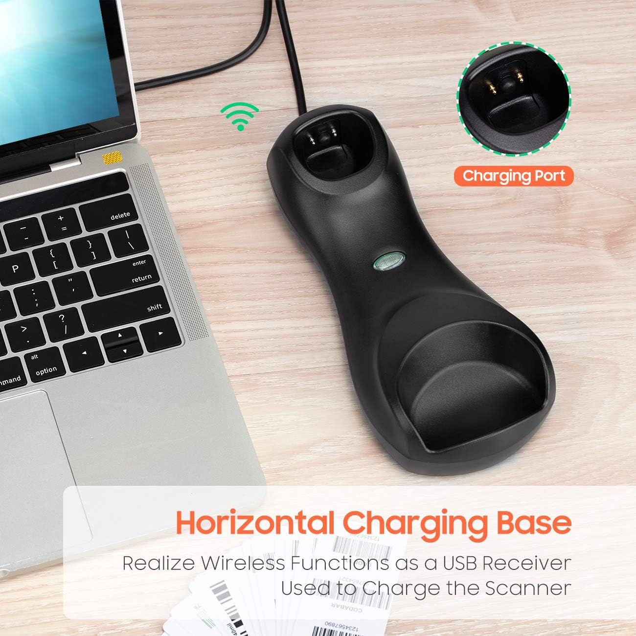 Wireless 1D 2D QR Barcode Scanner with Cradle Display Counting Screen Handheld Image Bar Code Reader A868