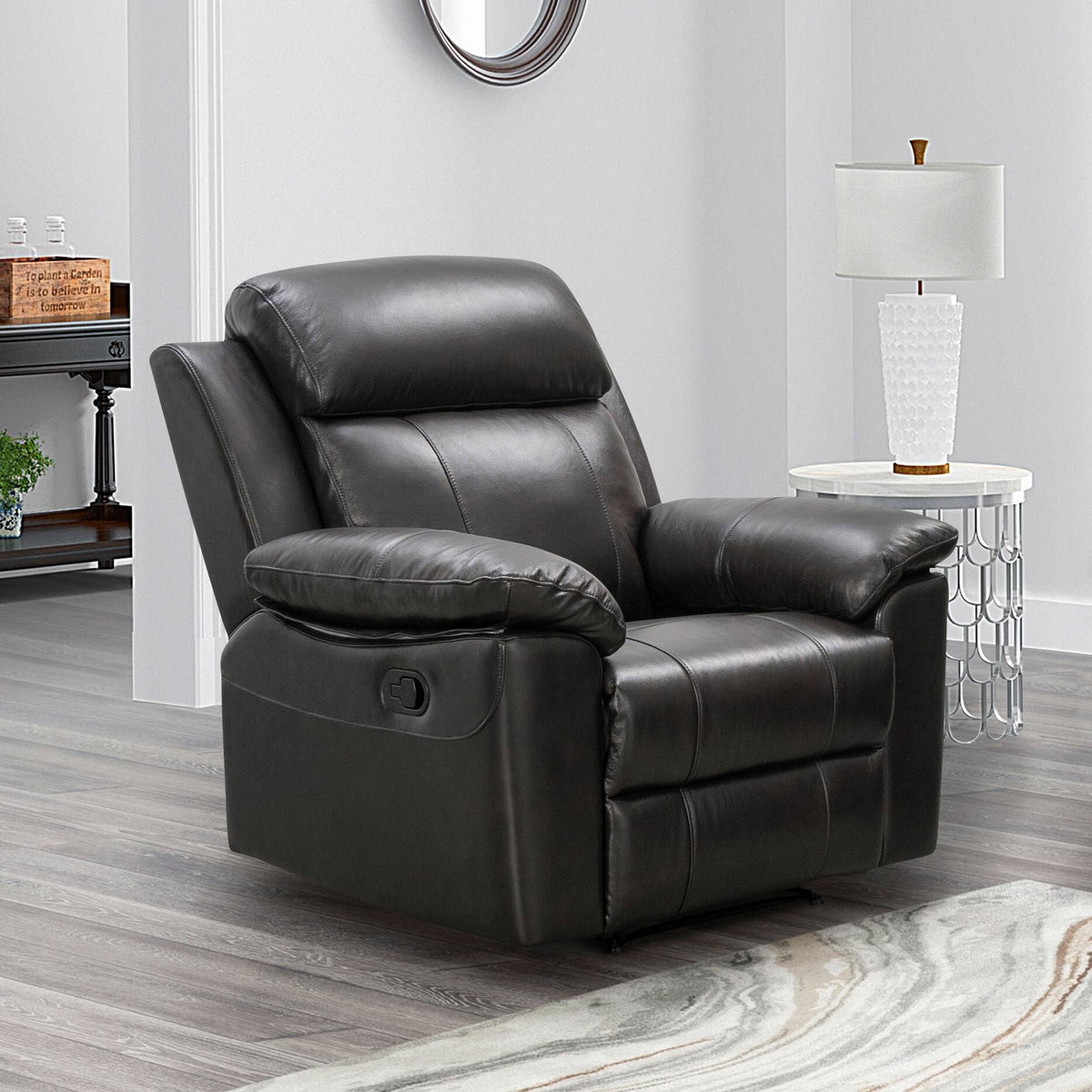 Dark Brown Top Grain Leather Recliner R502