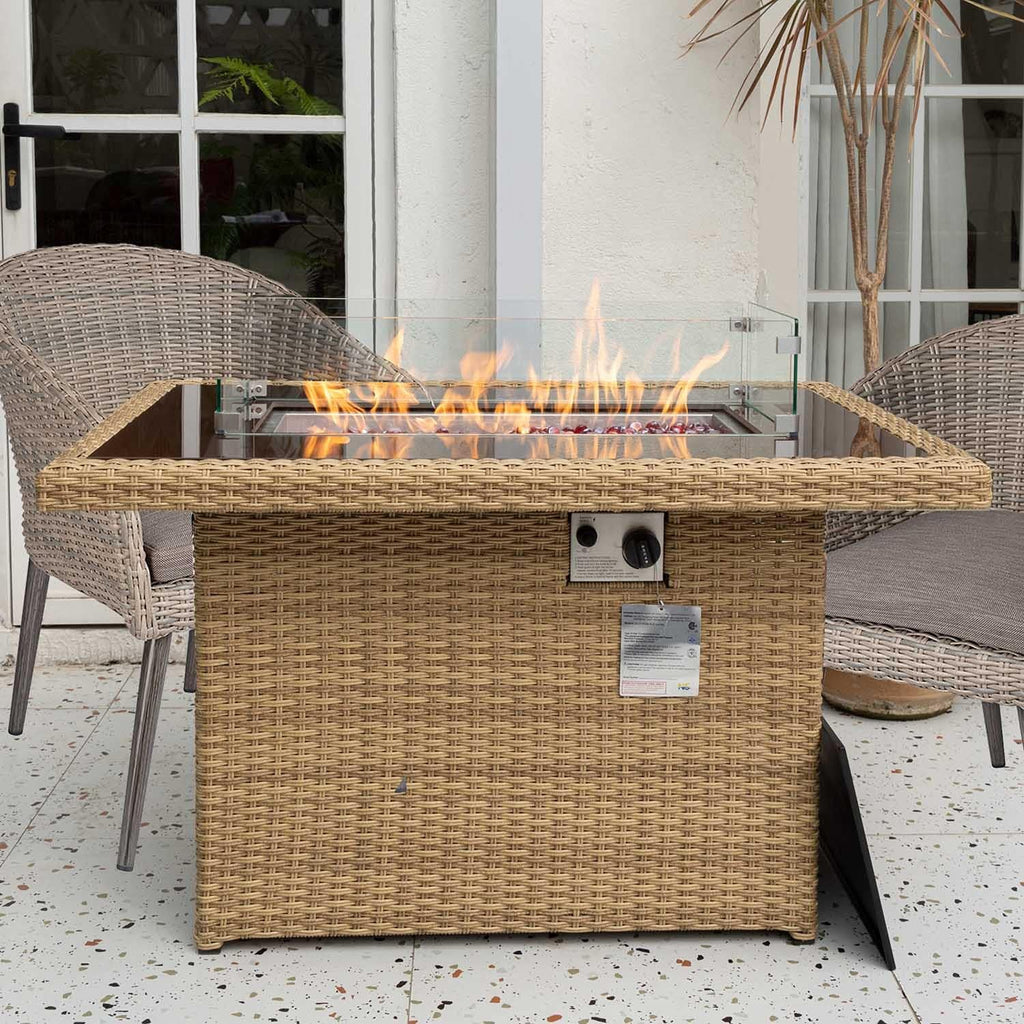 Rectangle Propane Fire Table 55,000 BTU with 8mm Tempered Glass Top X205
