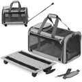 Mesh Dog Carrier with Wheels, Heather Grey B753839
