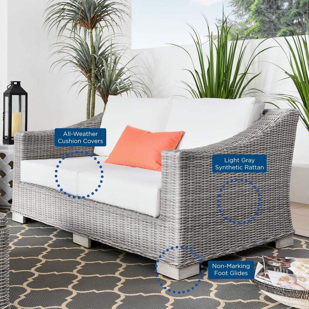 Light Grey Rattan Loveseat Sofa J8725