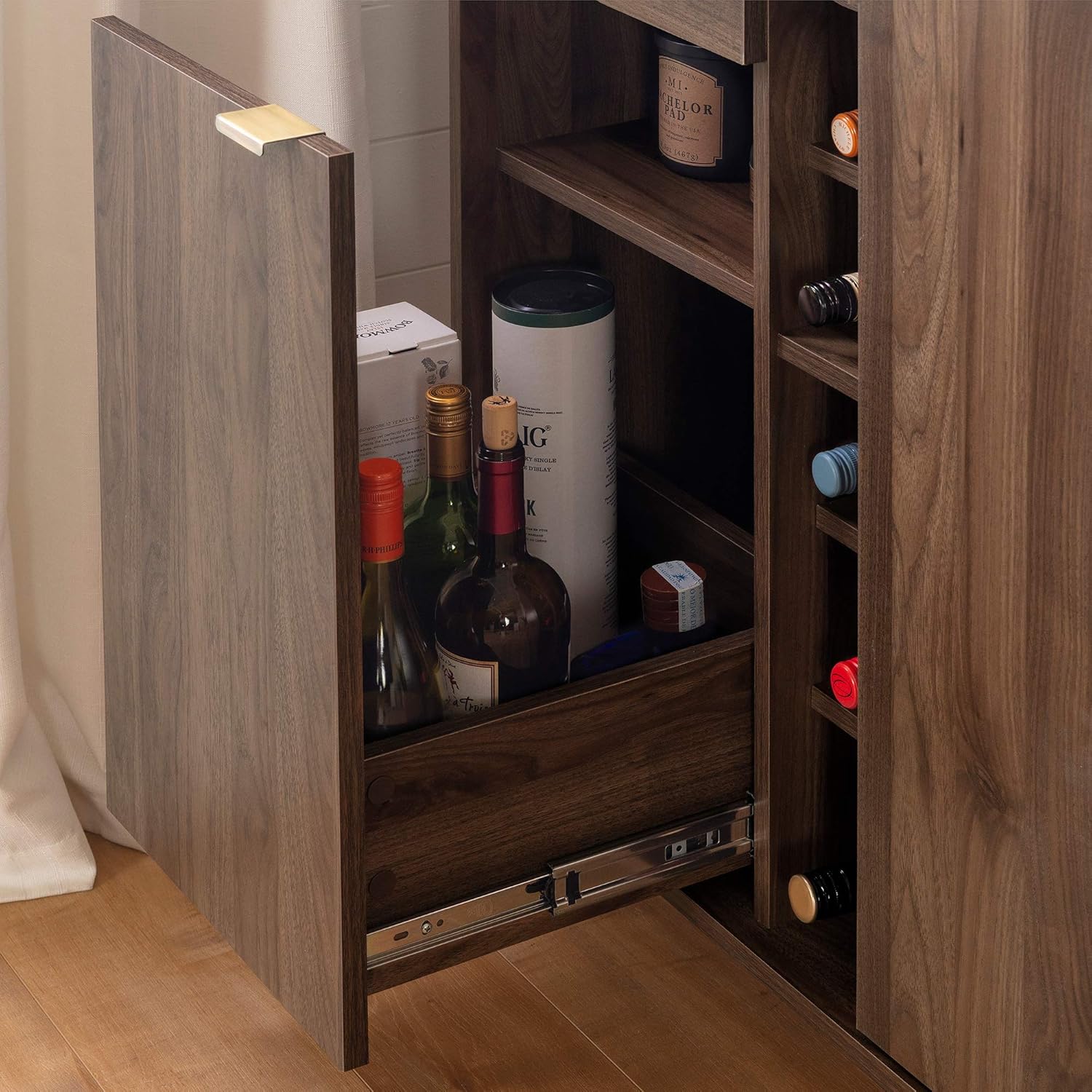 Natural Walnut and Faux Carrara Marble Buffet H541