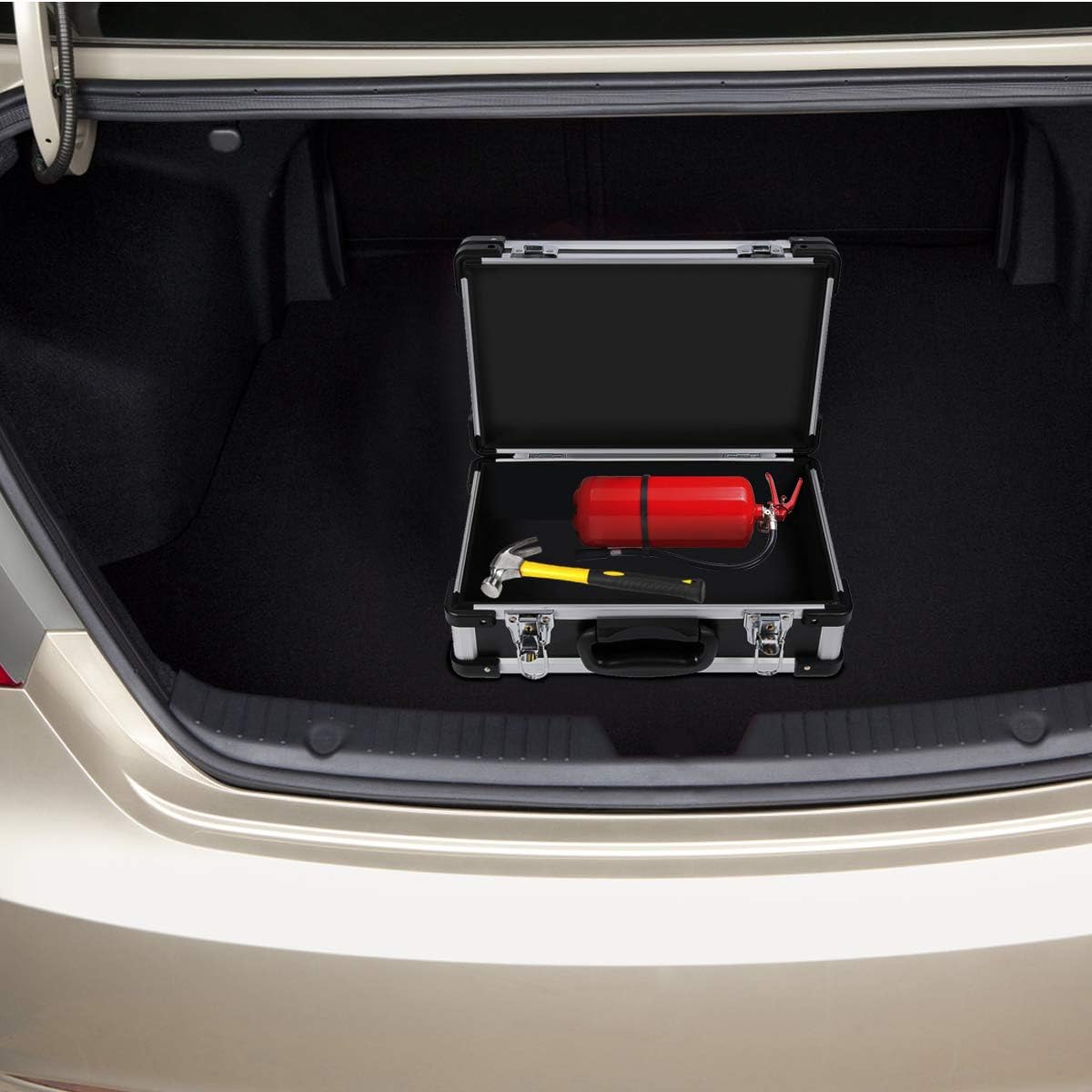 Black Aluminum Hard Case Toolbox Briefcase E7040
