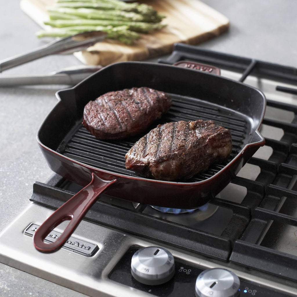 Cast Iron Square Grill Pan, 10-in, Grenadine F494140