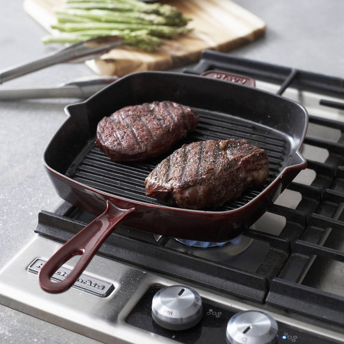 Cast Iron Square Grill Pan, 10-in, Grenadine F494140