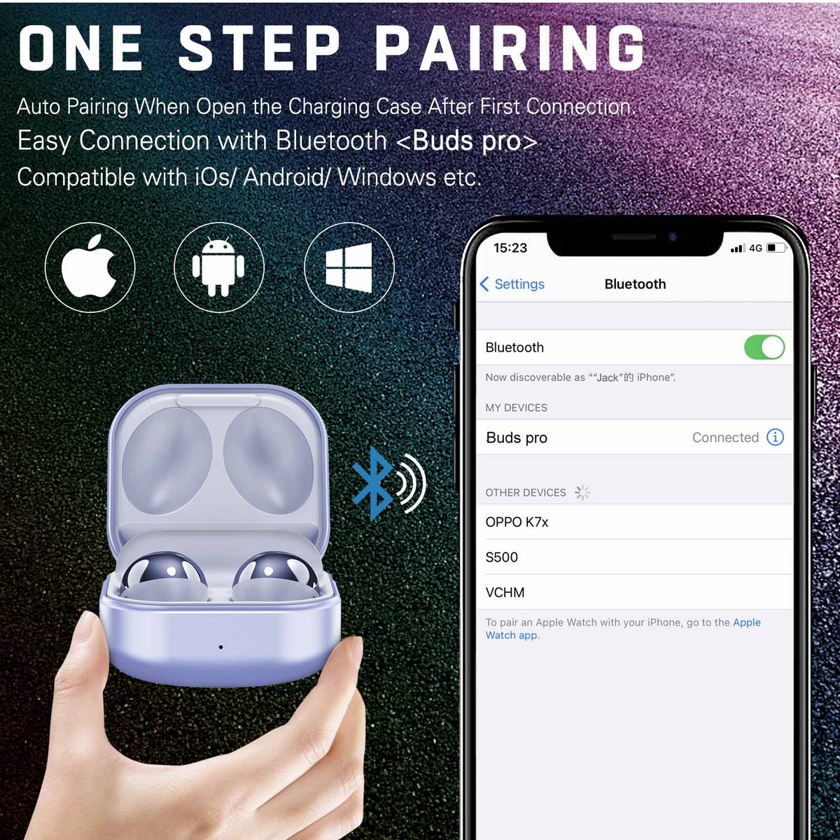 Amethyst Purple True Wireless Bluetooth Earbuds with Charging Case N960411