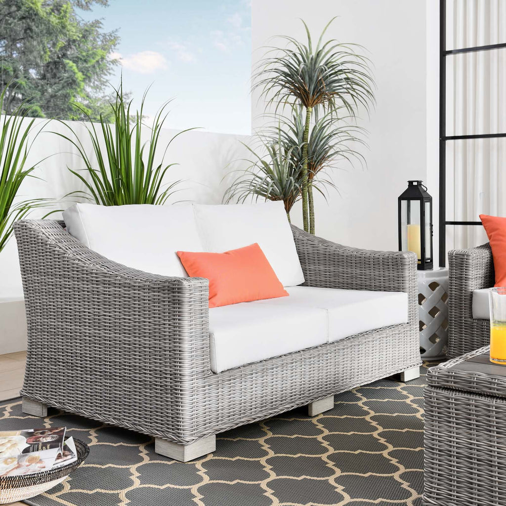 Light Grey Rattan Loveseat Sofa J8725