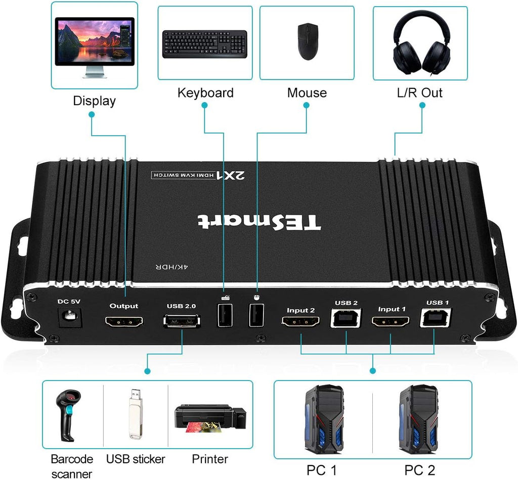 2 Input 1 Output 4K HDMI KVM Switch with 2 KVM Cables K44129