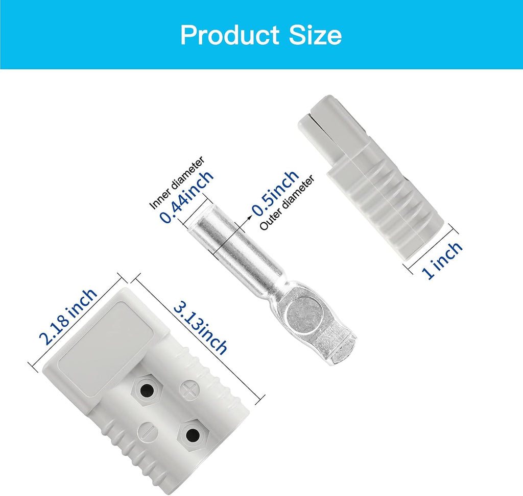 10 Pcs 1/0 Gauge 175A Battery Quick Connect/Disconnect with Handle, Grey Pack of 2 H7268