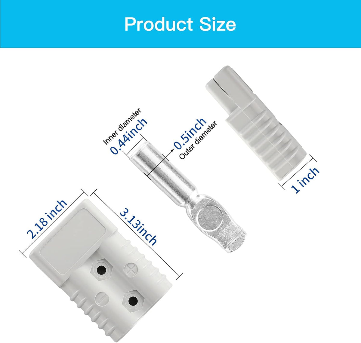 10 Pcs 1/0 Gauge 175A Battery Quick Connect/Disconnect with Handle, Grey Pack of 2 H7268