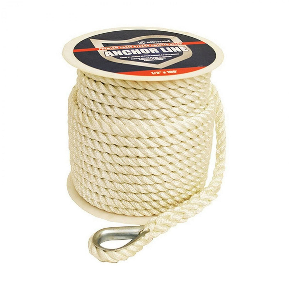 Nylon Twisted Anchor Line with Thimble (3/8-Inch x 200-Feet) L102105