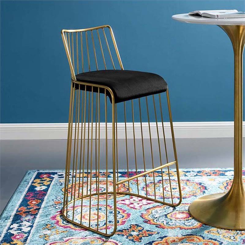 Gold Stainless Steel Velvet Bar Stool L359