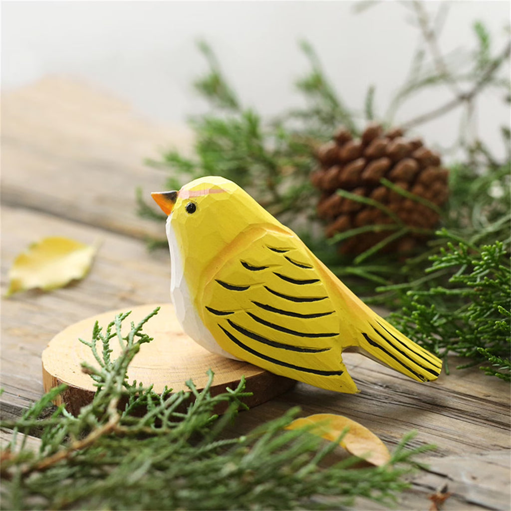 Small Wood Bird Figurine Handmade Carving Decoration S2322
