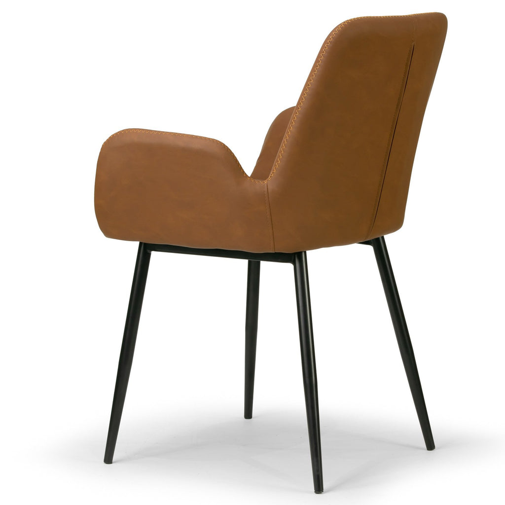 Brown Faux Leather Arm Chairs (Set of 2) P144